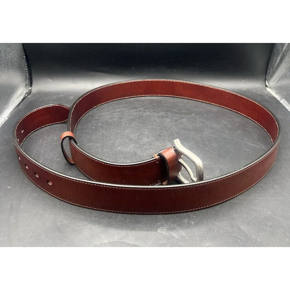 WOLFANT Mens Italian Full Grain Leather Belt Brown XL 55” New in Box
